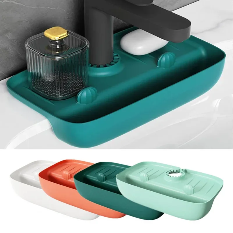 Silicone Faucet Mat Kitchen Sink Splash Pad Soap Dispenser Sponge Drain Mat Countertop Storage Basket Drying Tray Kitchen Mats