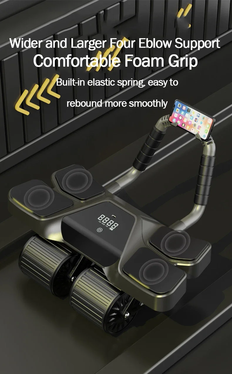 Four Wheel Rebound Abdominal Roller Wheel Elbow Support Ab Roller Fitness Equipment Ab Abdominal Muscle Trainer