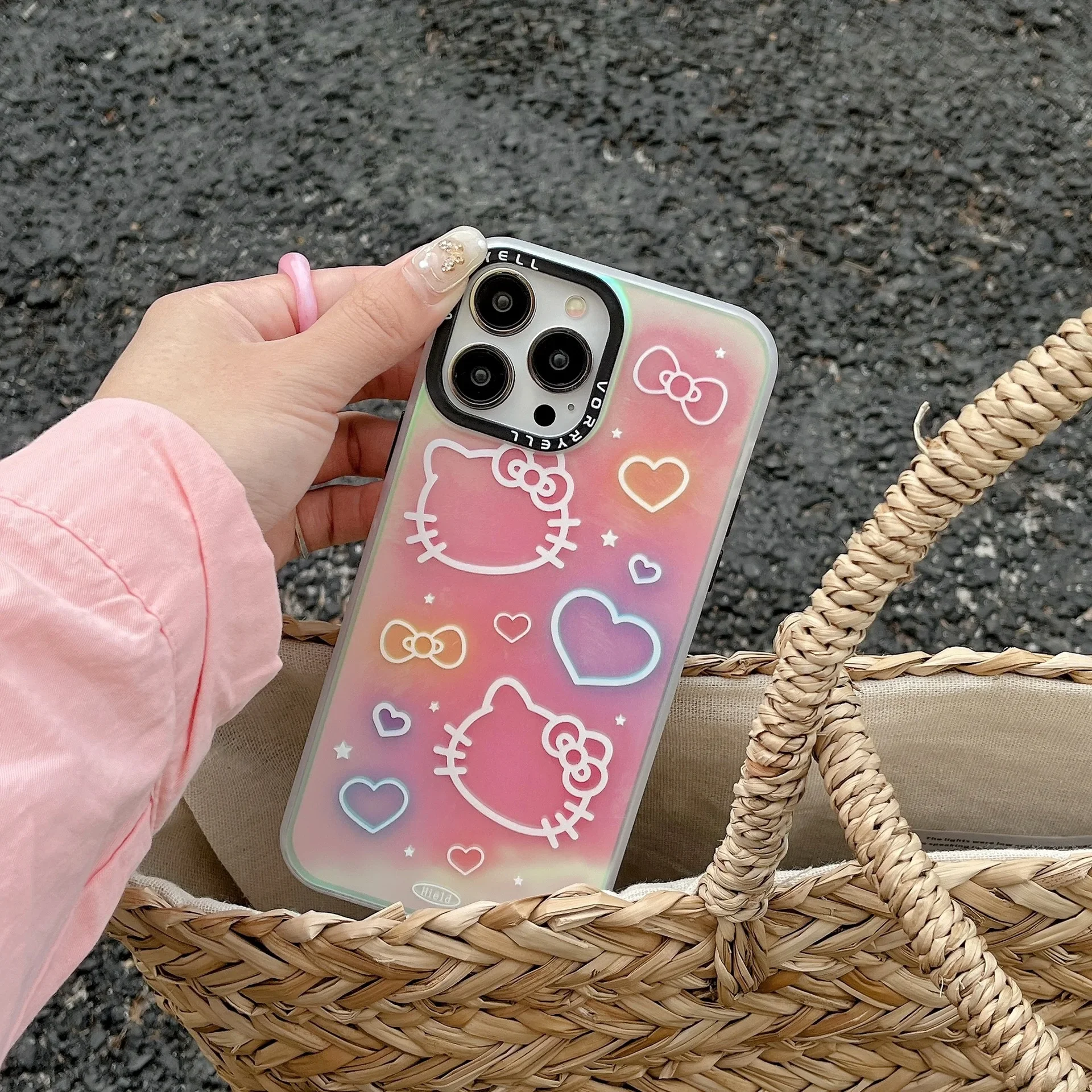 

Мультяшный Kitty лазерный мягкий чехол для телефона iPhone 14 13 12 11 Pro Max XR XS Max 7 8 Plus защитная задняя крышка телефона