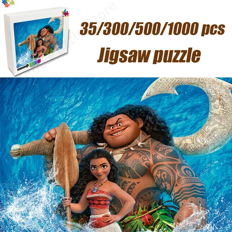 

35/300/500/1000 Pieces Puzzle Disney Moana Jigsaw Educational Toy for Kids Decompression Intellectual Interactive Diy Games