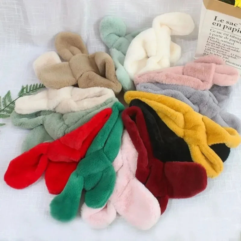 Rabbit Fur Scarf Children Boys Girls Winter Rabbit Fur Scarf