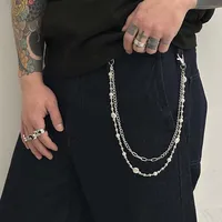 Chaîne de pantalon en perles de métal Punk pour hommes et femmes, couleur argent, fait à la main, chaîne de taille en jean, accessoires de bijoux, 2025 1