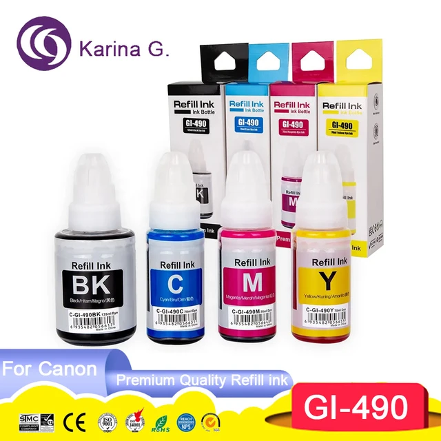 Pack Bouteilles D'Encre Canon Pixma Gi-490 Compatible - Prix en