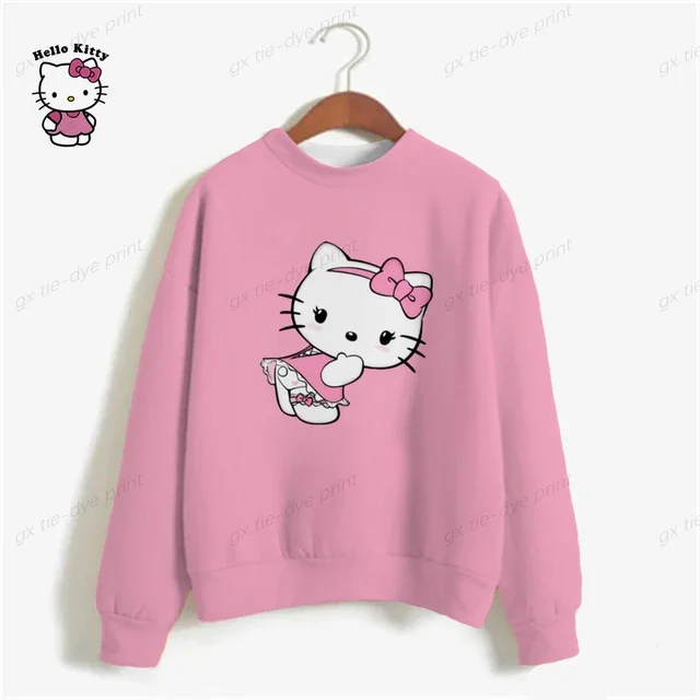 thumbnail image 1 of Sudaderas de mujer 2024, suéteres coreanos dulces de cuello redondo, sudaderas gruesas de otoño HELLO KITTY, sudaderas holgadas de color caramelo, ropa de mujer y2k, 1 of 5