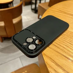 Luxury Matte Silicone Soft Case - Ultra Thin Black & White Cover with Drawing Line Design - iPhone 16 Pro (Black)