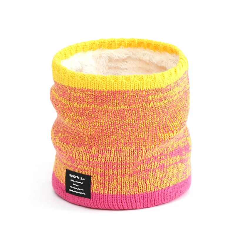 Autumn Winter Women Knit Warm Cold Thickening Fleecing Scarf Gradation Kids Fashion Neckerchief Ring Neck Cover Kpop Decoration 2