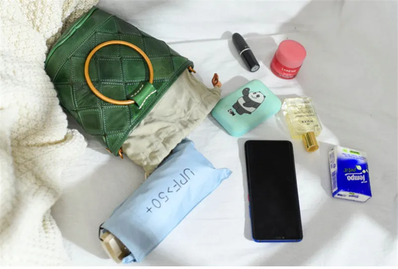 Fashion metal handle designer natural genuine leather stitching women's small handbag luxury real cowhide green shoulder bag