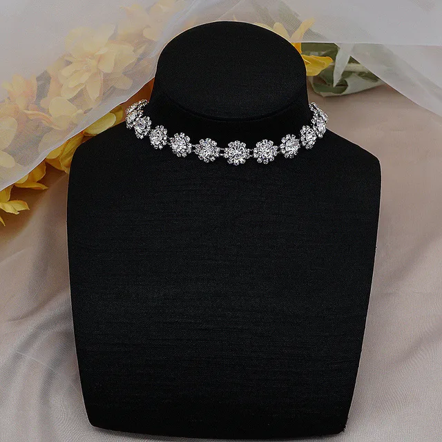 FYUAN Shine Crystal Choker Necklaces for Women Korean Style Rhinestones Necklaces Statement Jewelry 2