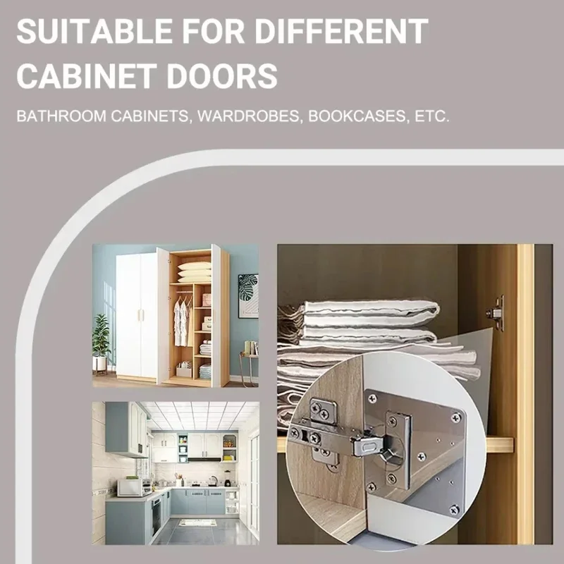 Cabinet Hinge Repair Plate Kit Kitchen Cupboard Door Hinge Mounting Plate With Holes Flat Fixing Brace Brackets Household Tools