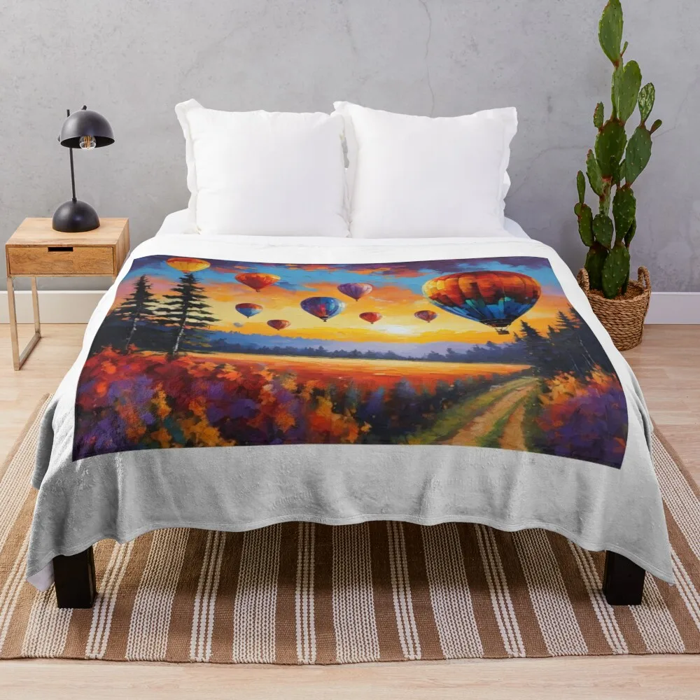 

Colorful Hot Air Balloons Throw Blanket Custom Blanket Summer Blanket blankets and blankets