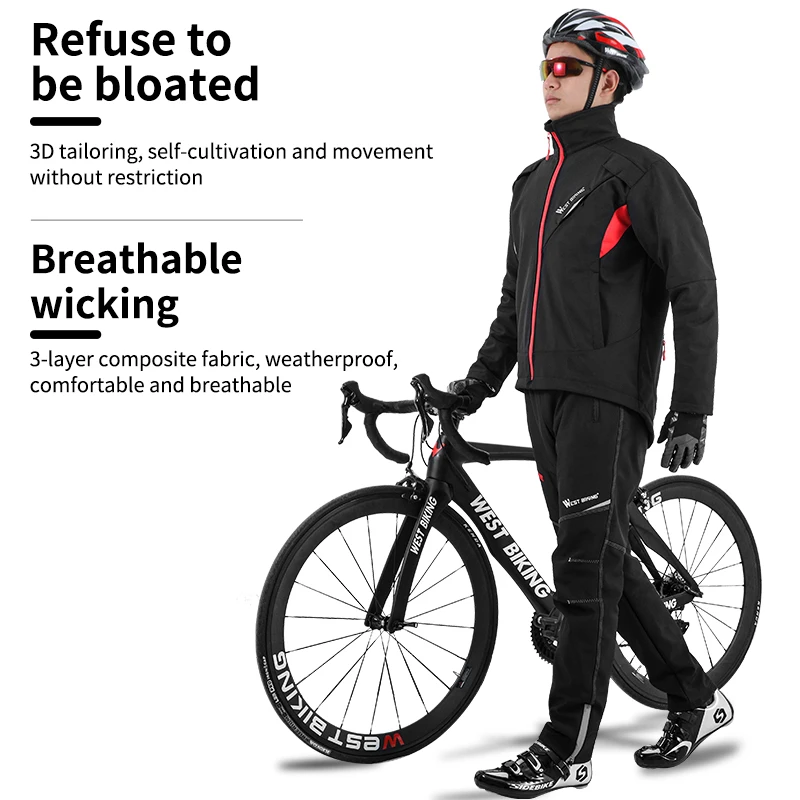 Cycling Set Winter MTB Road Bike Men Jacket Set Fleece WEST BIKING