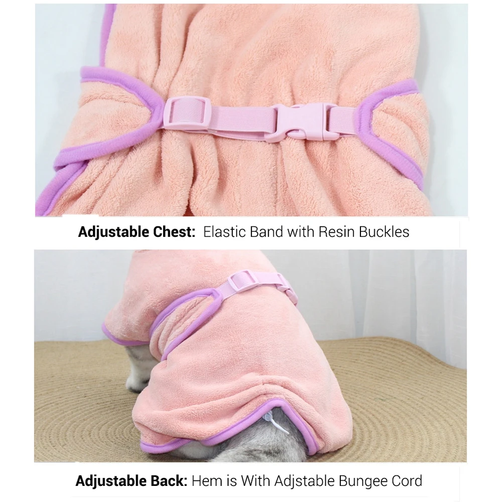 Cute Dog Bathrobe Pet Drying Coat Clothes Microfiber Absorbent Hooded Jacket For Dogs Cats Fast Dry Dog Fast Drying Beach Towel