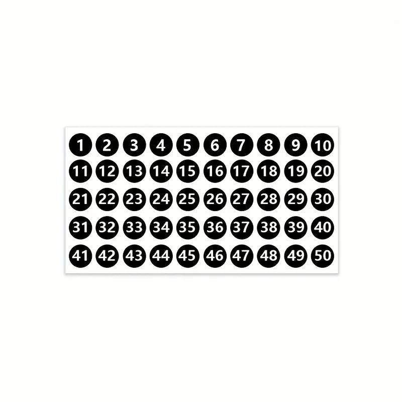 20장 연속번호 스티커 1-50 |   원형 컬러 라벨 2.54cm 자체 접착 비닐 숫자 데칼 (사무실, 재고용)