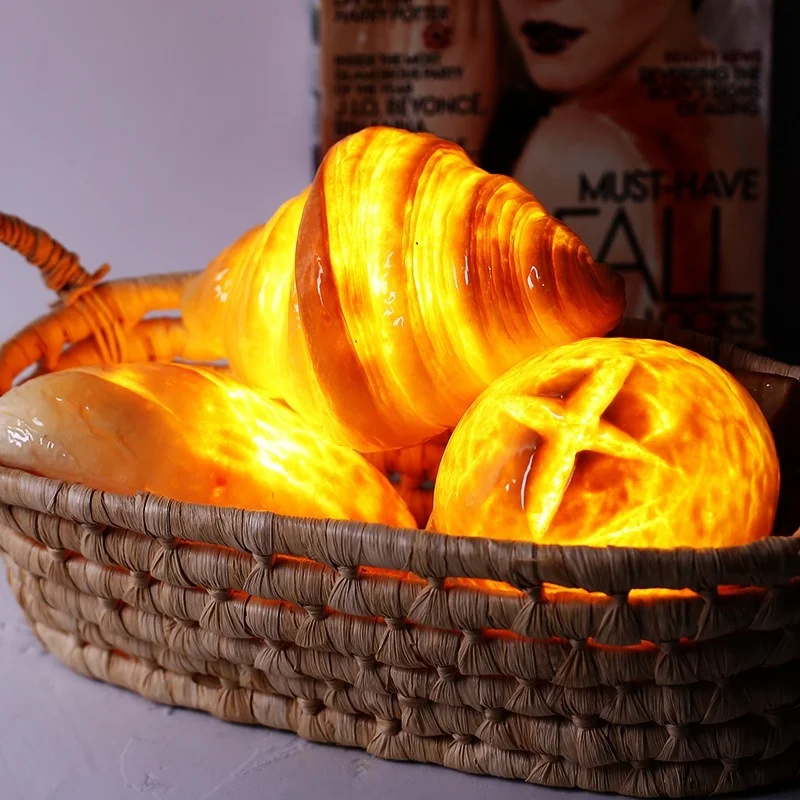 Lampe à pain LED Croissant Ananas Sac Européen Sac Veilleuse Atmosphère Salon Chambre Décoration Créative Cadeau Chaud Lumière_voghion.com
