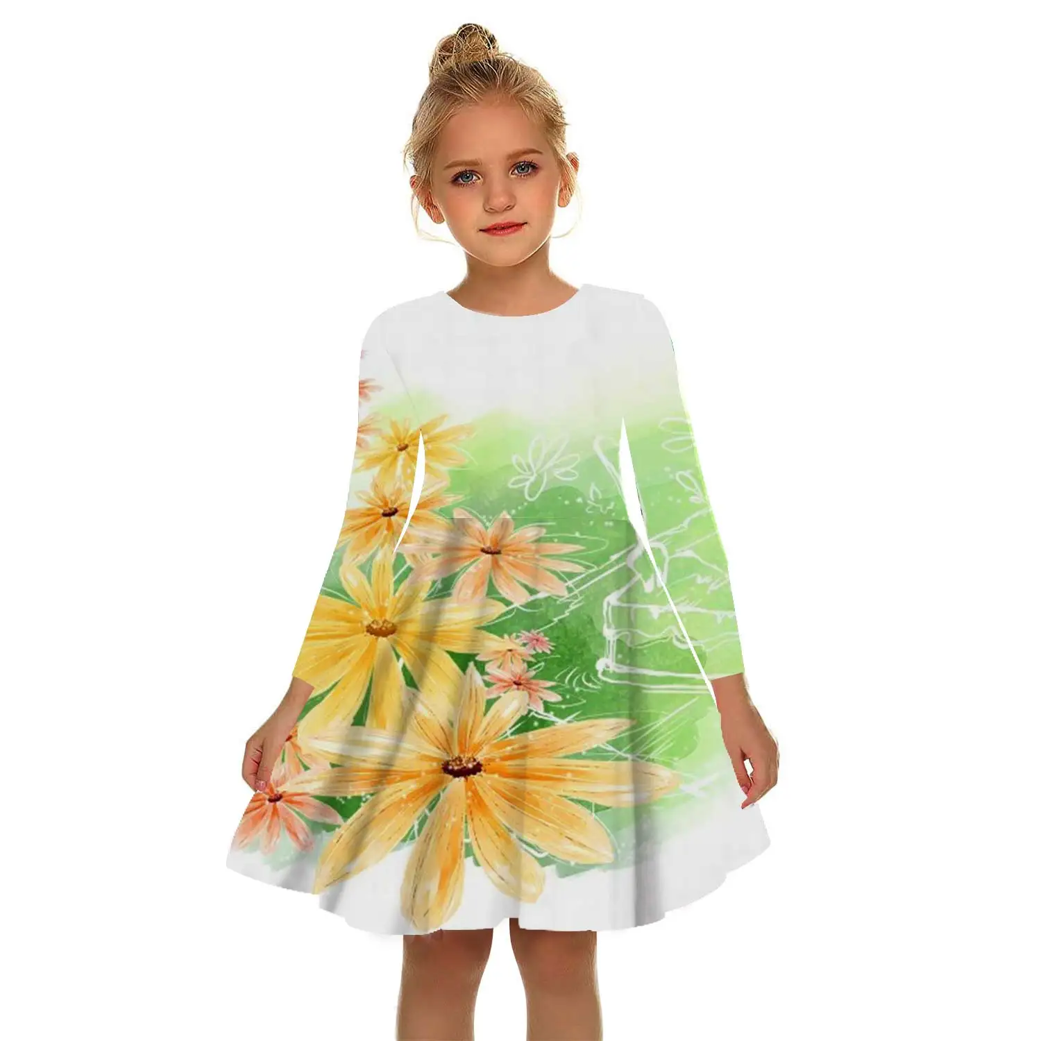 New 2022 3D Print Summer Kids Girls Baby Shower Casual Dresses Fashion Long Dresses Autumn EveryDay Casual Dresses little girl skirt dress