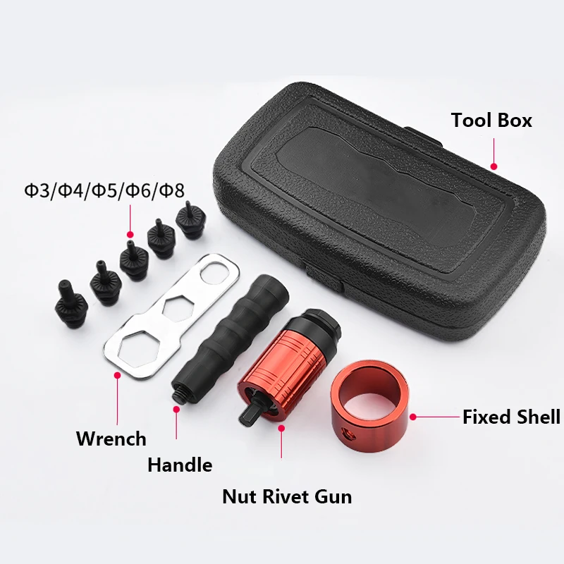 Electric Rivet Nut Gun M3 M4 M5 M6 M8 Cordless Riveting Electric Drill Adapter Tool Pull Rivet Gun Aluminium Nail