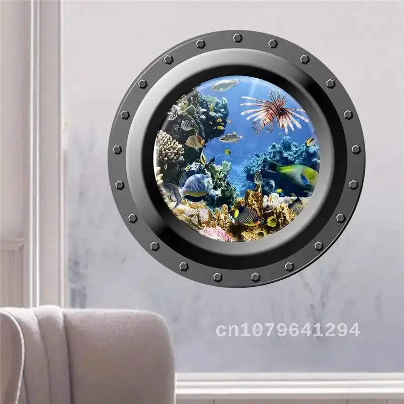 

Nursery Art Boat Scuttle Decals Fish Shark Coral Sealife Kids Decoration Home Stickers Wall Window Porthole Submarine Fantastic