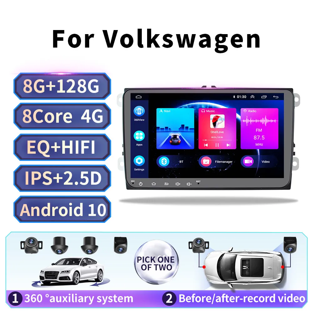 9&quotAndroid 10 2 din Car radio GPS Navigation for VW Skoda Golf 5 6 Tiguan Passat B6 Jetta POLO video multimedia player 360 camera |