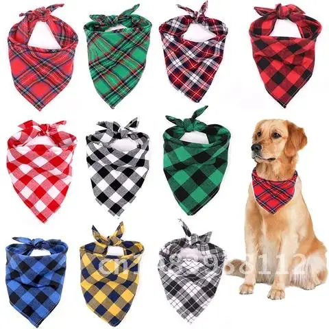 

Classic Red Black Plaid Pet Dog Bandana Bow ties Cat Puppy Kerchief Neckerchief Scarf Dog Saliva Towel Accessories Pet