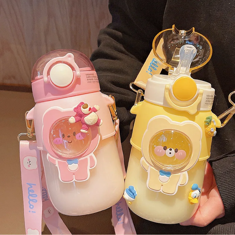 Cartoon Travel Straw Mug Summer Cute Bear Plastic Cup Kawaii Kid Tumbler  Portable Sport Drink Kettle 850ml Water Bottle For Girl - AliExpress