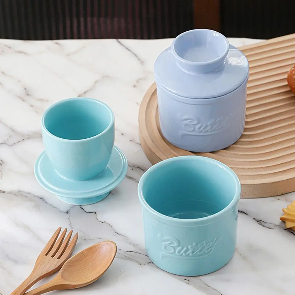 Glossy Finish Butter Bell Crock Keep Fresh with Lid Butter Keeper Handmade Thicken Ceramic Dish Spreadable