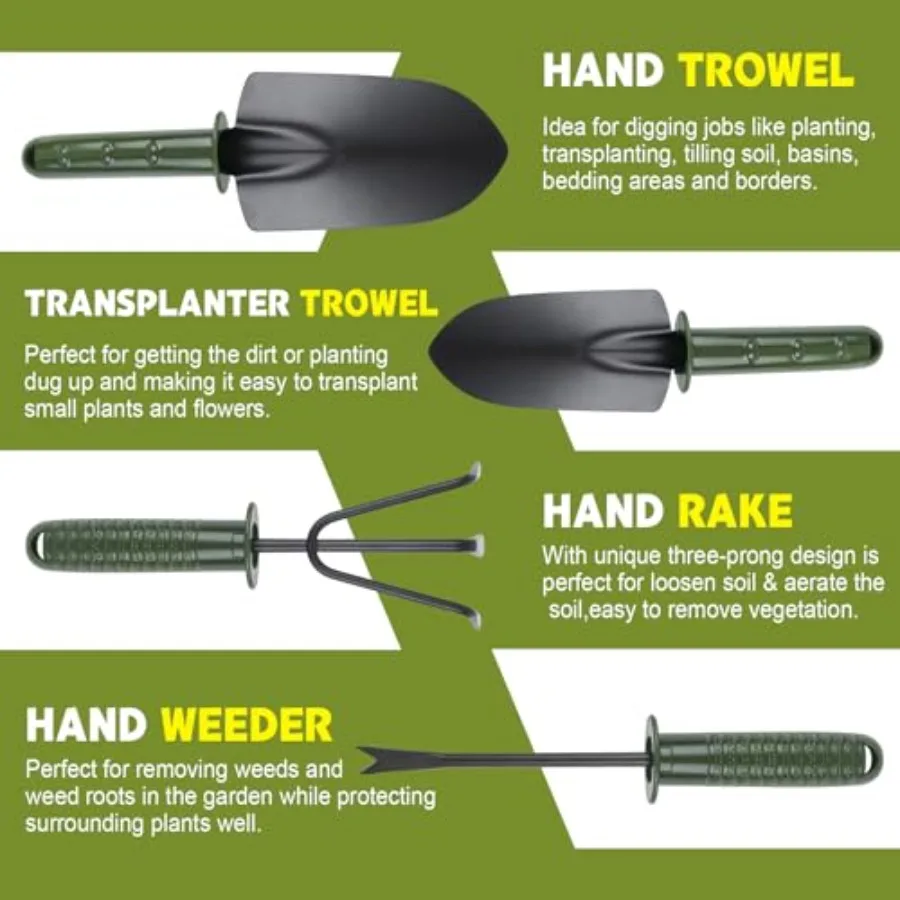 Garden Tool Set4 Pieces Garden Tools Including Hand Shovel Transplant Shovel Weeder and Hand Rake with Non-Slip Handle Idea for - 6