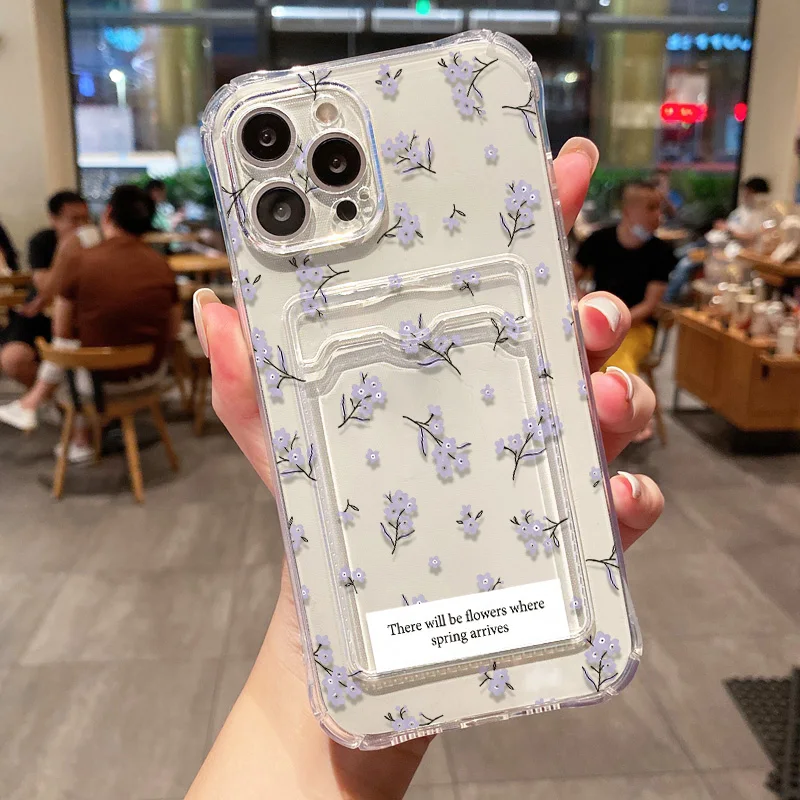 Floral Wallet Phone Case with Card Holder and Protective Cover
