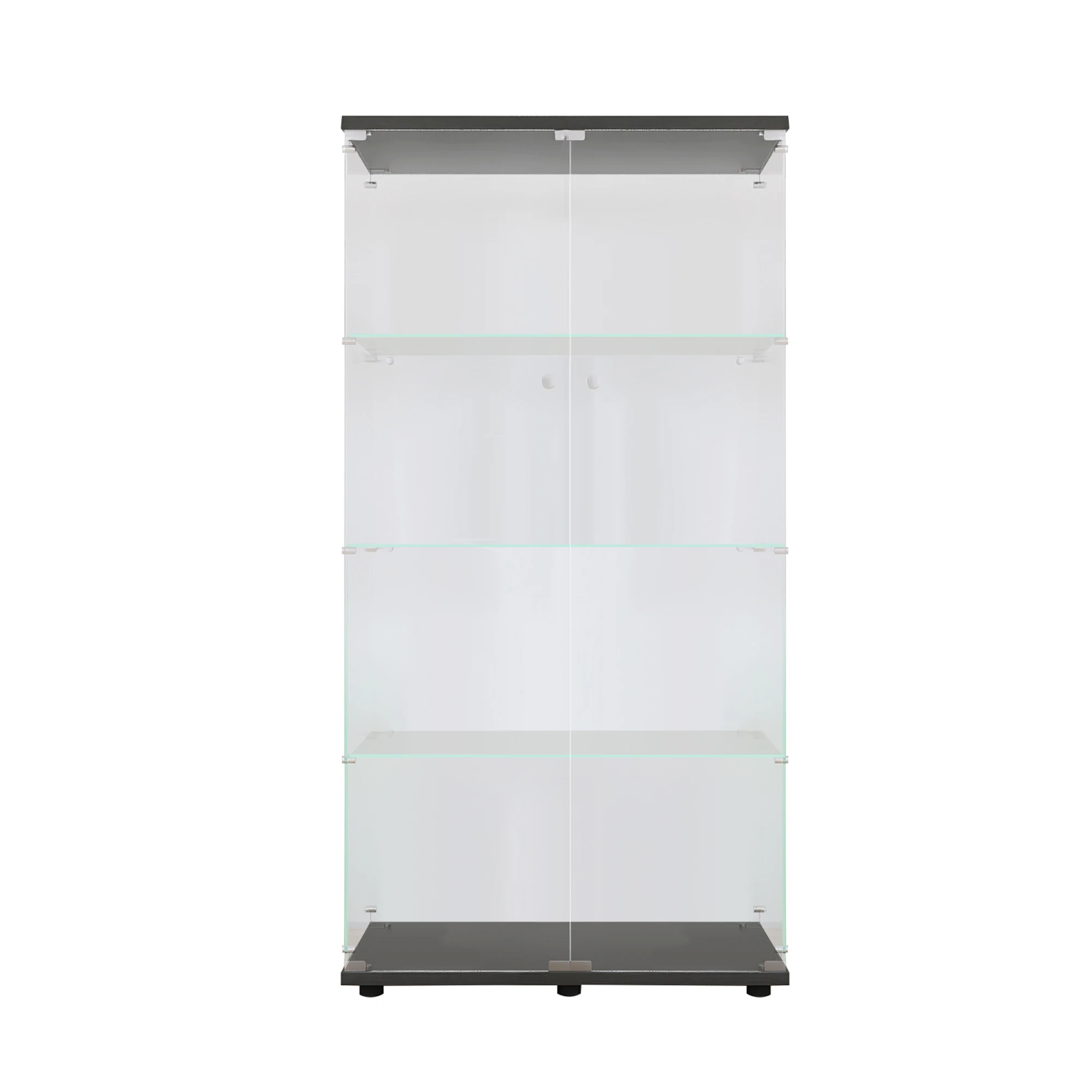 Comanlia Zweitürige Glasvitrine mit Tür, Spielzeugaufbewahrungsschrank, Freistehendes Kuriositäten-Bücherregal, Schwarz – Detail 12