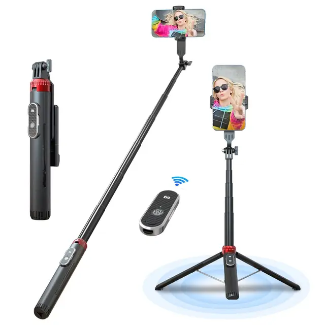 Wireless Bluetooth Selfie Stick 1.6M Extendable Cell Phone Tripod Stand with Wireless Remote for Gopro Action Cameras Smartphone