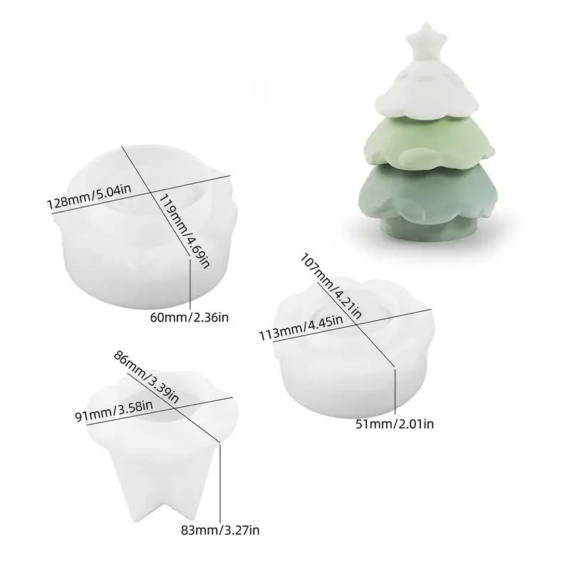 Double Layer Christmas Tree Candle Cup Silicone Mold DIY Gypsum Cement Storage Jar Mold Candlestick Aromatherapy Container Mould
