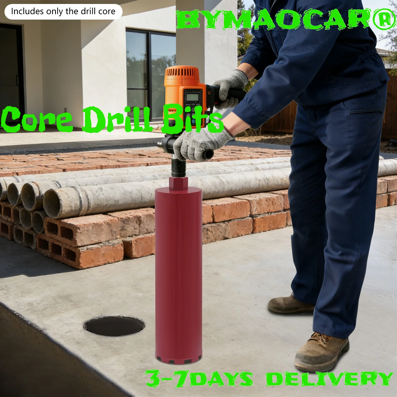Concrete Core Drill Bit, 112mm M22 Diamond Core Drill Bits for Reinforced Concrete, Wet Drilling for Dust Control, 16.14" Depth