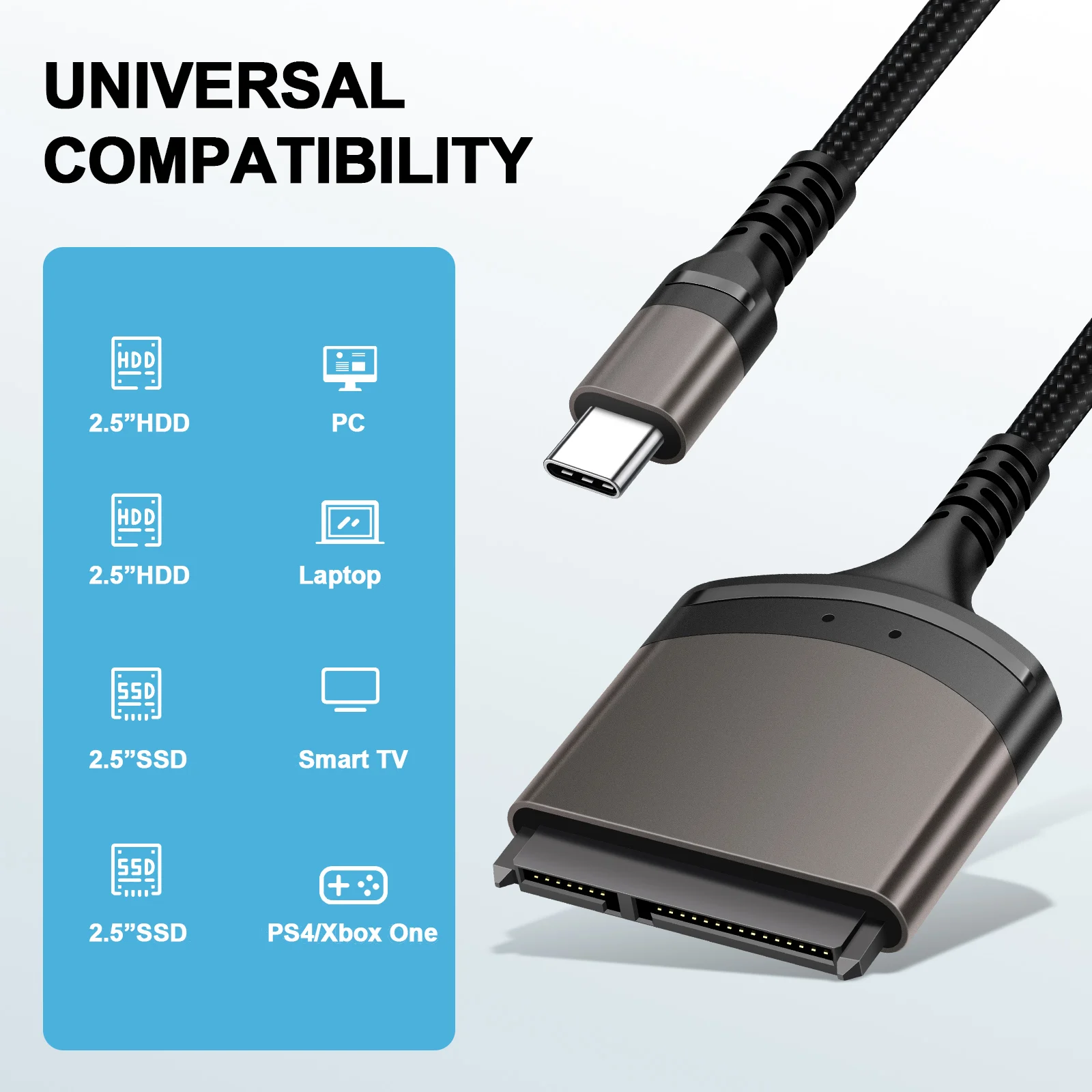 Câble SATA vers USB 3.0/2.0, jusqu'à 6 Gbps pour disque dur externe HDD SSD  2.5 pouces, adaptateur SATA 3 22 broches USB 3.0 vers Mi - AliExpress