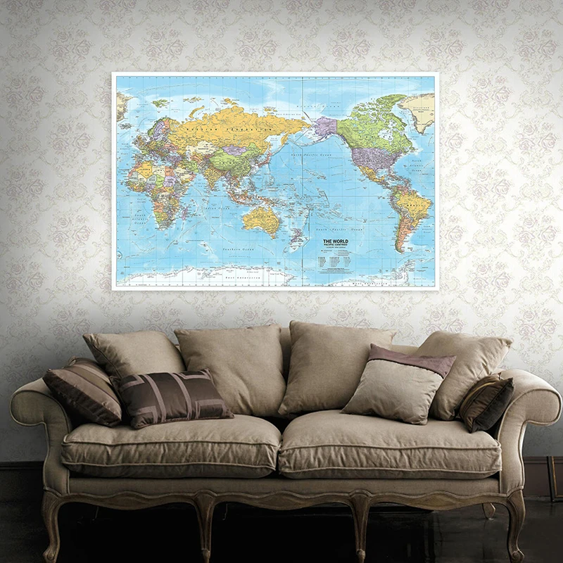 Decor 2012 The World Map in English 120*80cm Decorative Hanging Picture Non-woven Artistic Background Home School Supplies