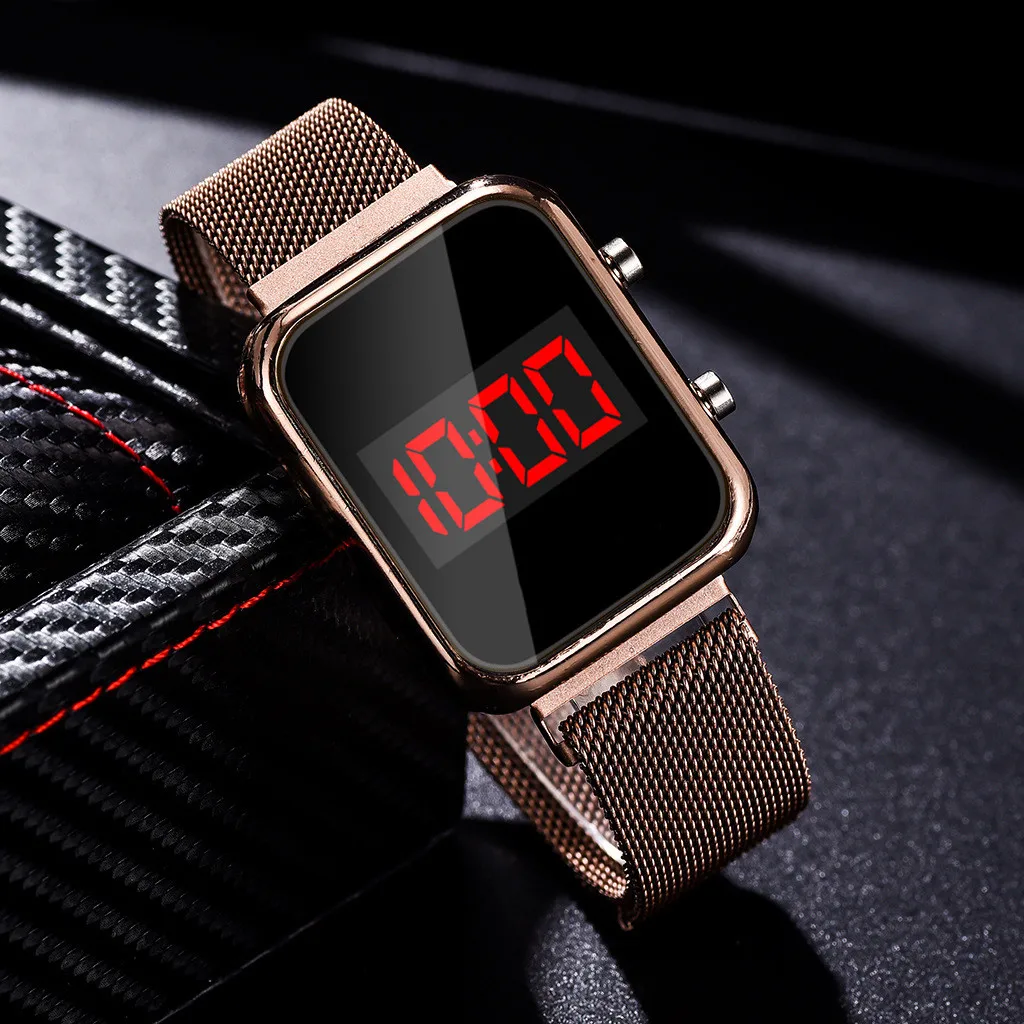 Orologi Digitali Di Moda Per Le Donne 2023 Luxury Rose Gold Square Dial Electronic Led Casual Ladies Watch Orologio Da Uomo Zegarek Damski