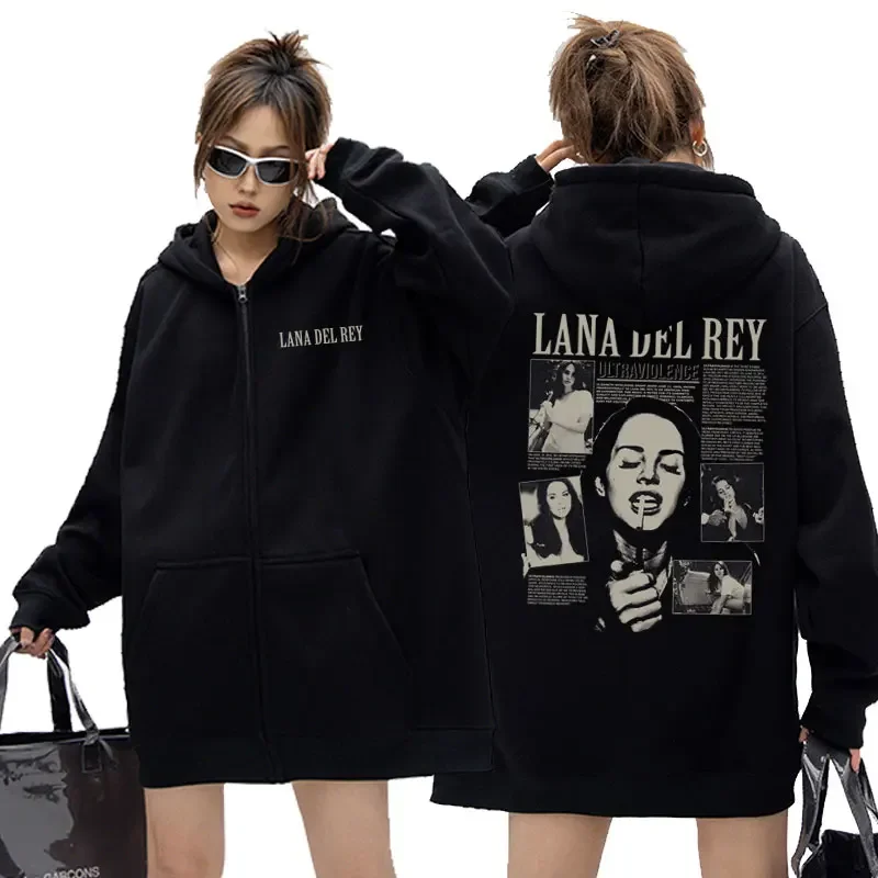 

Singer Lana Del Rey Sailing Graphic Zipper Hoodie Men's Women's Fashion Hip Hop Zip Up Sweatshirts Vintage Casual Loose Hoodies