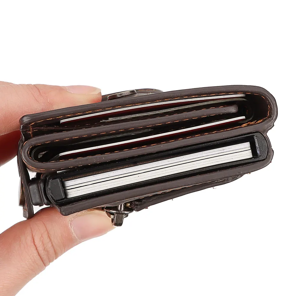 Wallet For Apple Airtage RFID Blocking Card Holder Business Aluminum Pop Up Slide Case with Zip Coin Purse