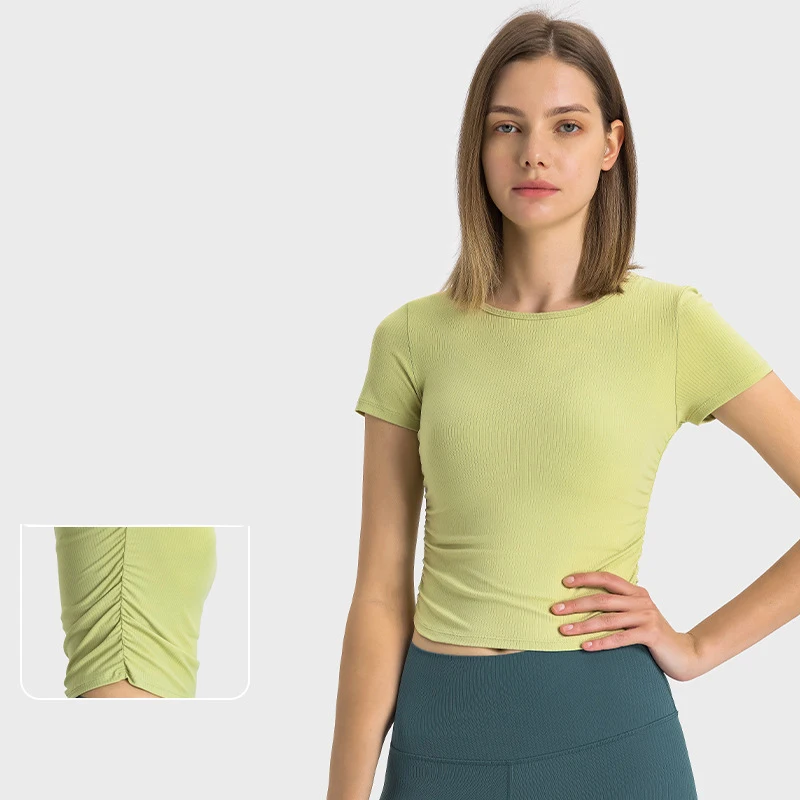 

Бесшовные рубашки для йоги, женские быстросохнущие топы для бега, футболки для тренажерного зала, женские спортивные футболки с коротким рукавом для фитнеса