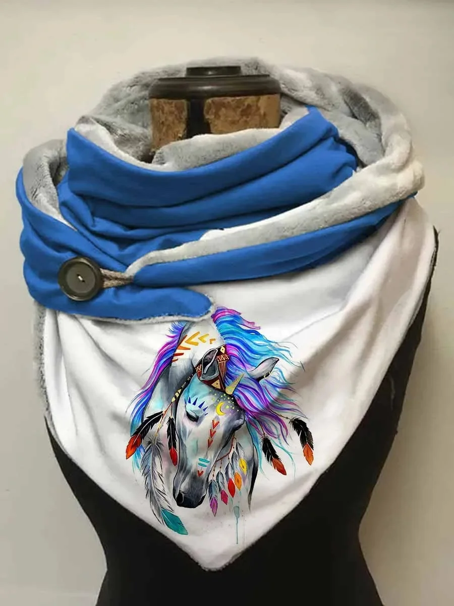 

Women's Art Horse Print Casual Scarf Autumn and Winter Outdoor Fashion Warm Shawl