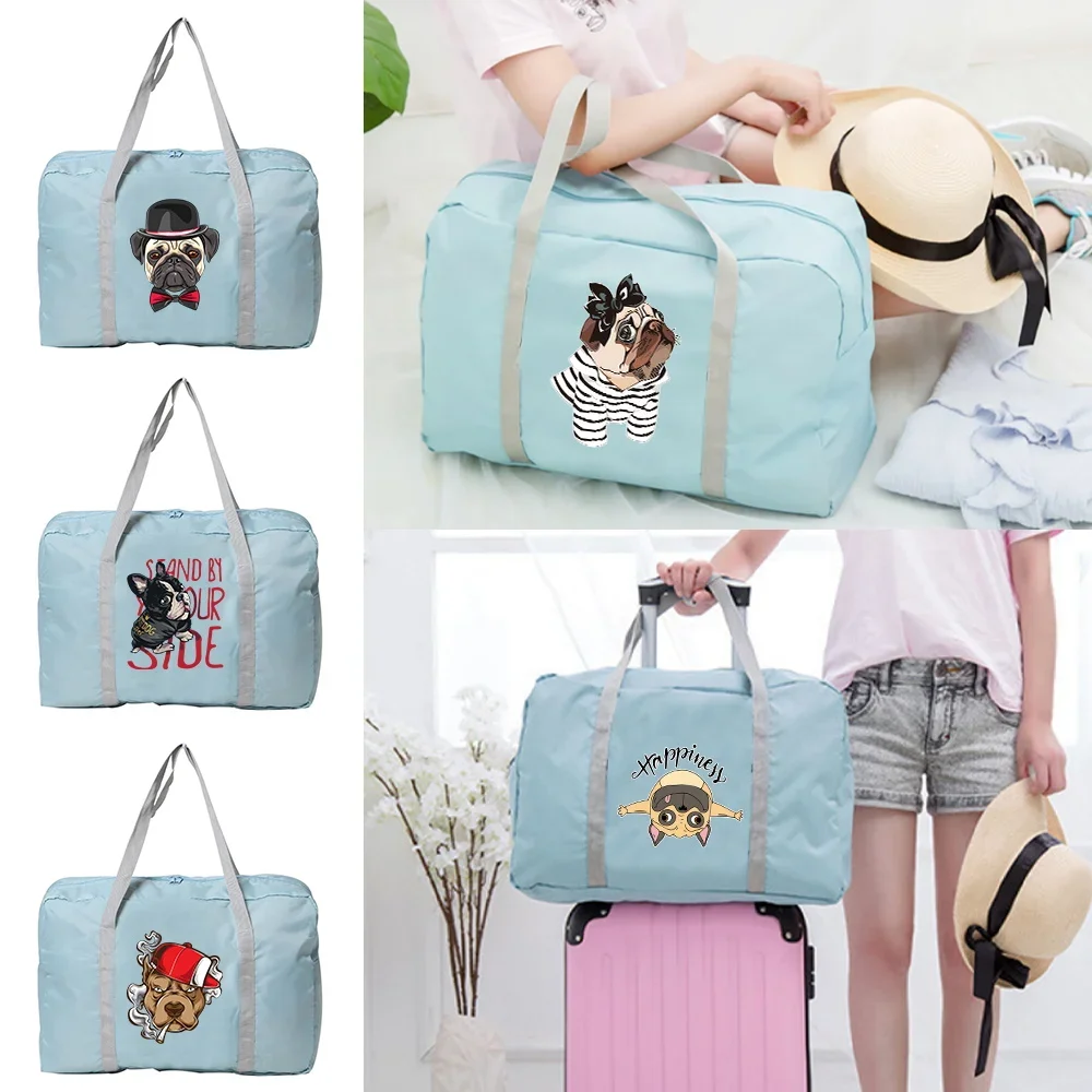 Large Capacity Dog Series Travel Bag for Lady Weekend Organizer Clothes Storage New Folding Nylon Travel Bags Hand Luggage Tote