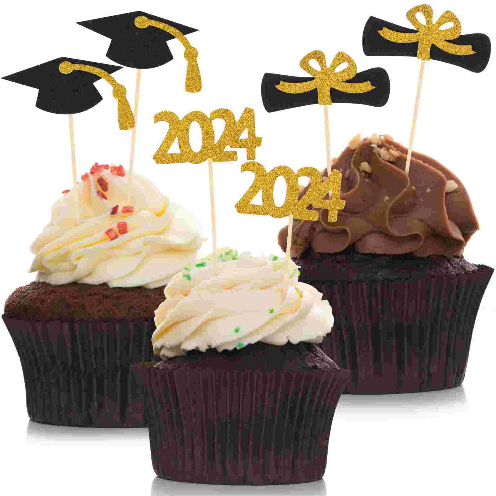 

Graduation Paper Cupcake Toppers Decorative Cupcake Graduation Cake Picks Cake Decors For Graduation Party