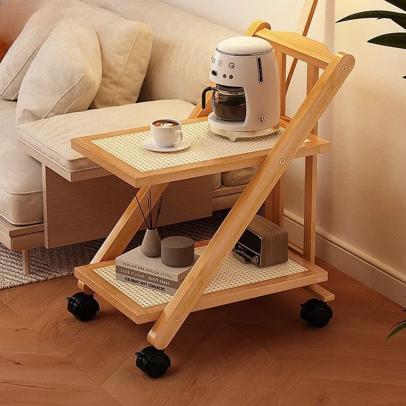 Shelf Floor-to-ceiling mobile trolley Multi-layer storage frame Modern simple household bedroom Bedside frame Sofa side few