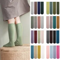 Boy Girl Kids Socks Solid Color Ribbed Knee High Baby Long Sock Soft Cotton Children Leg Warmers Newborn Toddler Breathable Sock 1