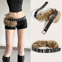 Ceinture de luxe en fausse fourrure Y2k, sous-culture, rétro, en peluche, chaîne de taille, Imitation fourrure, joint de taille, ceinture Sexy pour fille, automne hiver 1