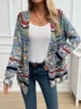 Vintage Rainbow Color Blocking Sweater Knitted Top Cardigan Loose Fit Casual Niche Situation Trendy American Style Idle Style 1