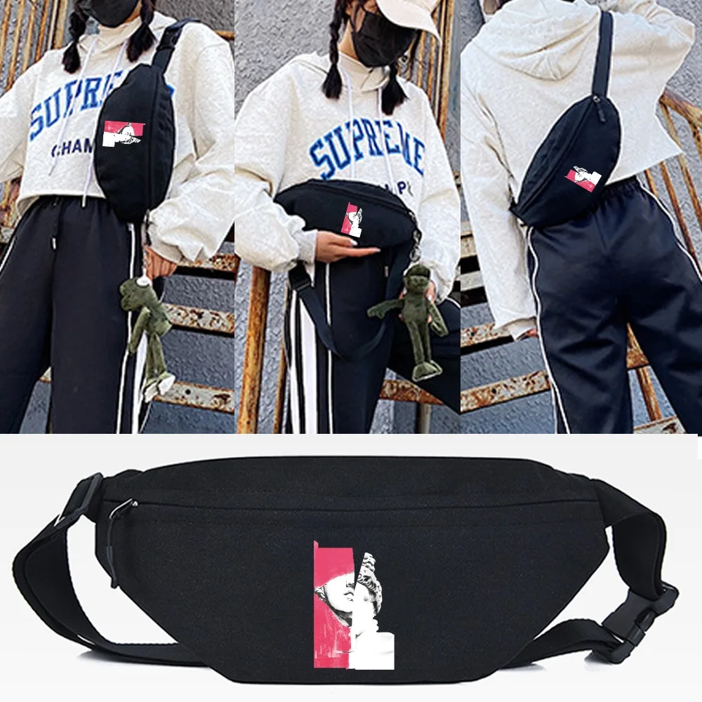 

Dropship Women Waist Bag Women Double Sided David Print Chest Packs Simple Fashion Crossbody Fanny Pack Casual Shoulder Bag 2023