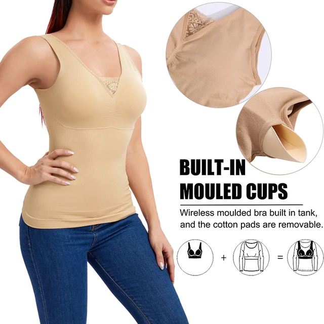 Women Cami Shaper with Built in Bra Tummy Control Camisole Tank