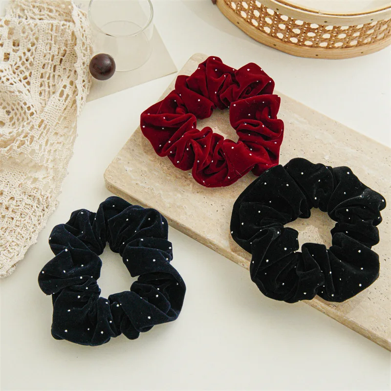 

2023 New Elegant Pretty Hair Accessories For Women Winter Quality Dot Elastic Hair Bands Red Scrunchies High Elasticity Headband