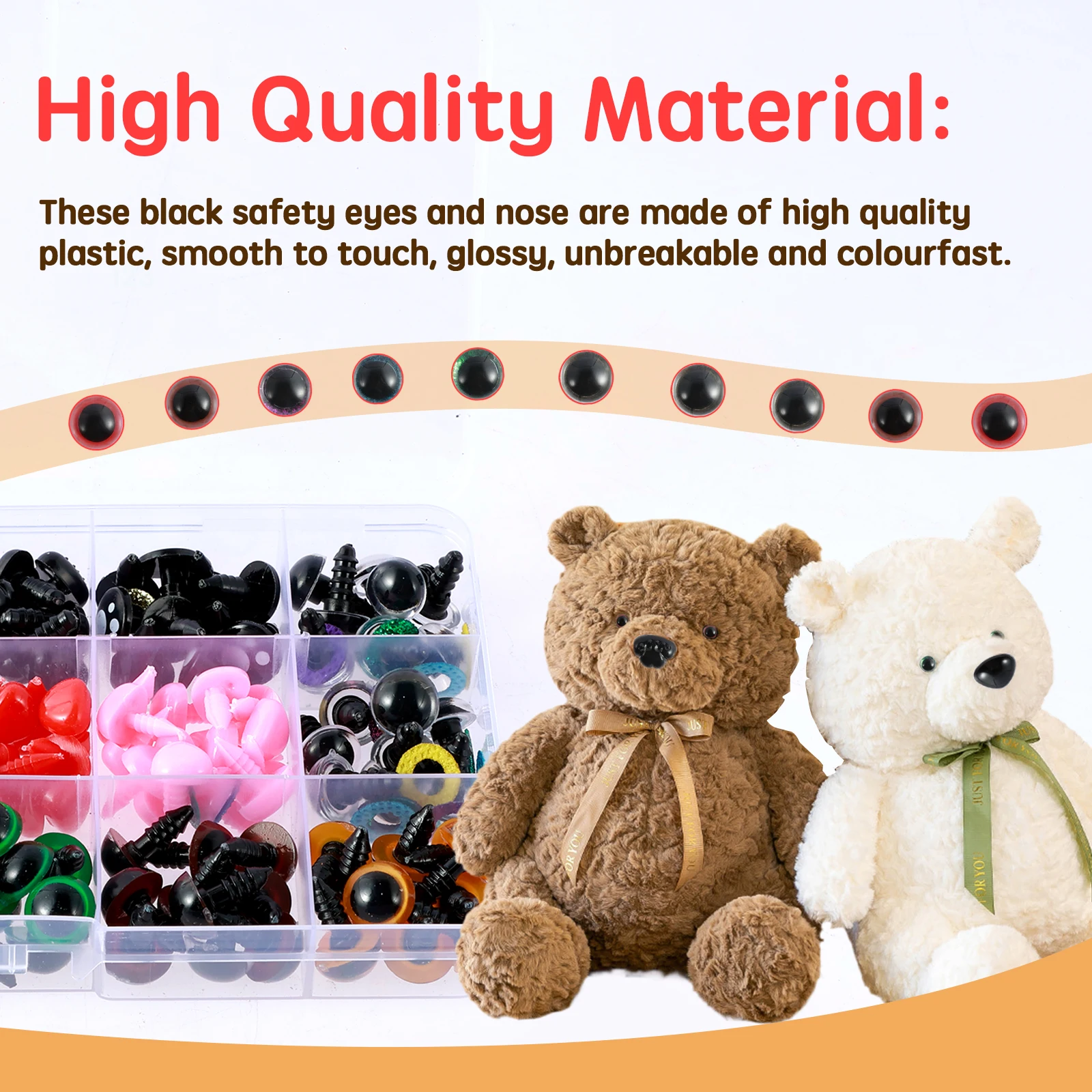692Pcs Safety Eyes and Noses Kit with Washers Different Styles and Sizes Stuffed Crochet Eyes Plastic Stuffed Animals Eyes and 4