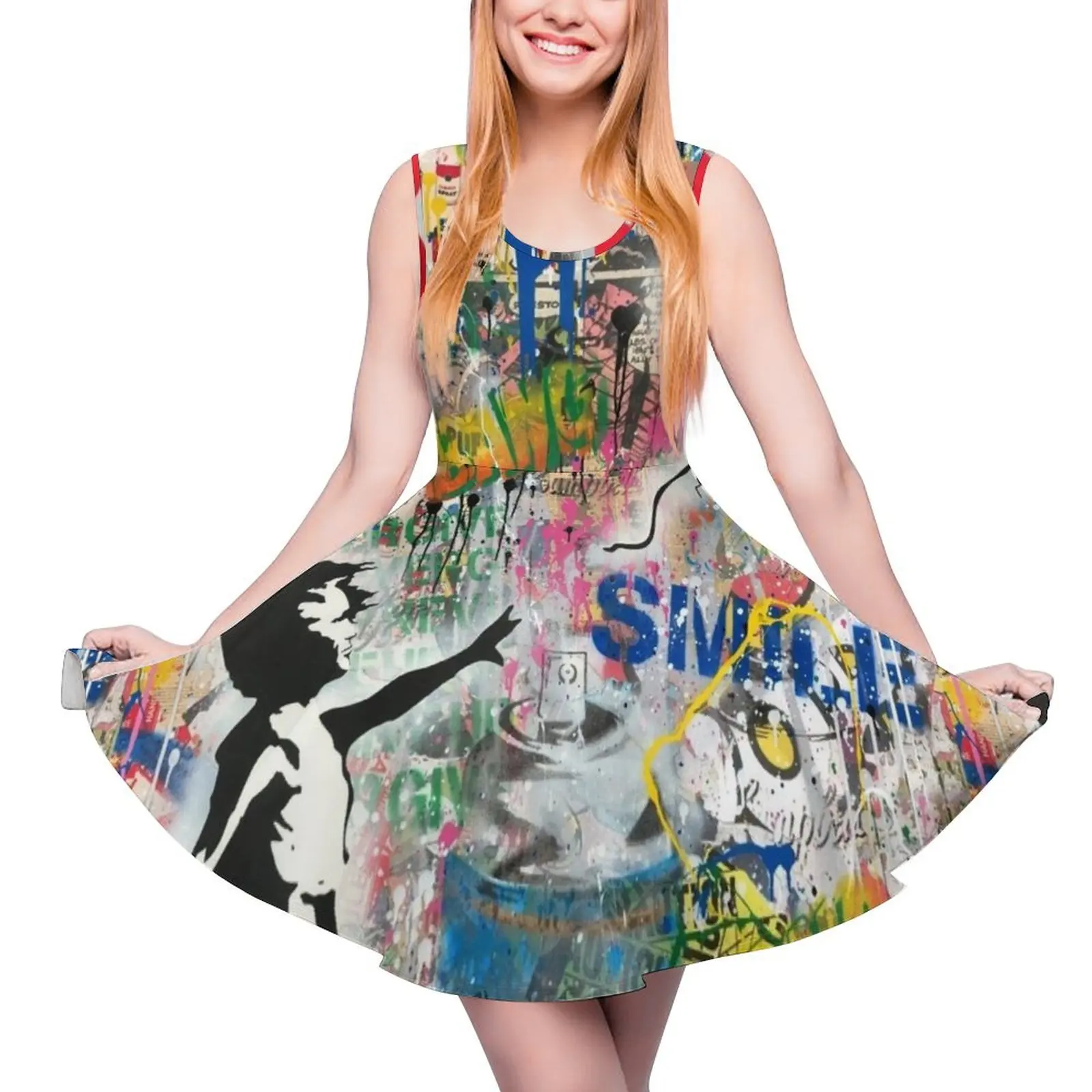 Balloon Girl Street Art Mashup Sleeveless Dress luxury dresses dresses for womens Long dresses