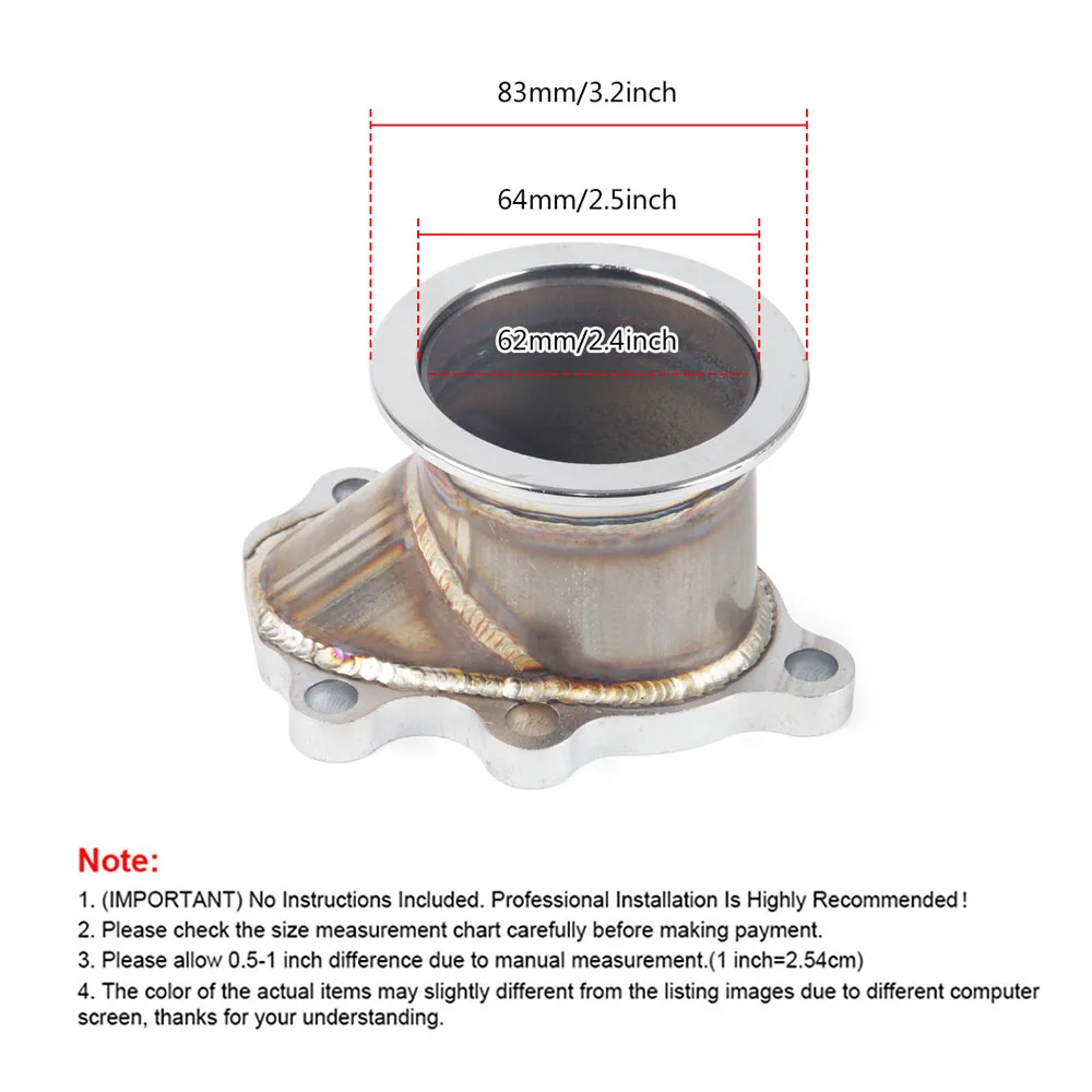 Adattatore Flangia Turbo 2.5" Per Auto - Booster Downpipe Per T25, T28, GT25, GT28, 5 Bulloni - Foto 11